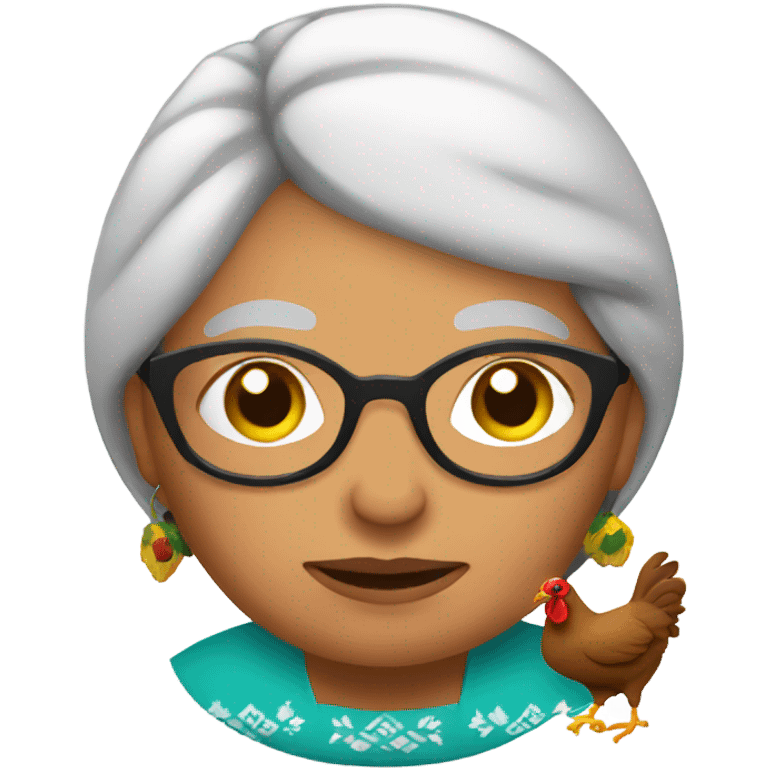 Mexican Grandma holding a hen emoji