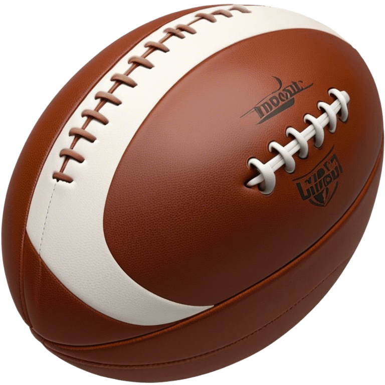 Cinematic Realistic image of a rugby ball in mid-action, with dynamic motion blur and finely rendered leather textures, set against a sunlit, energetic field that underscores its robust athleticism emoji