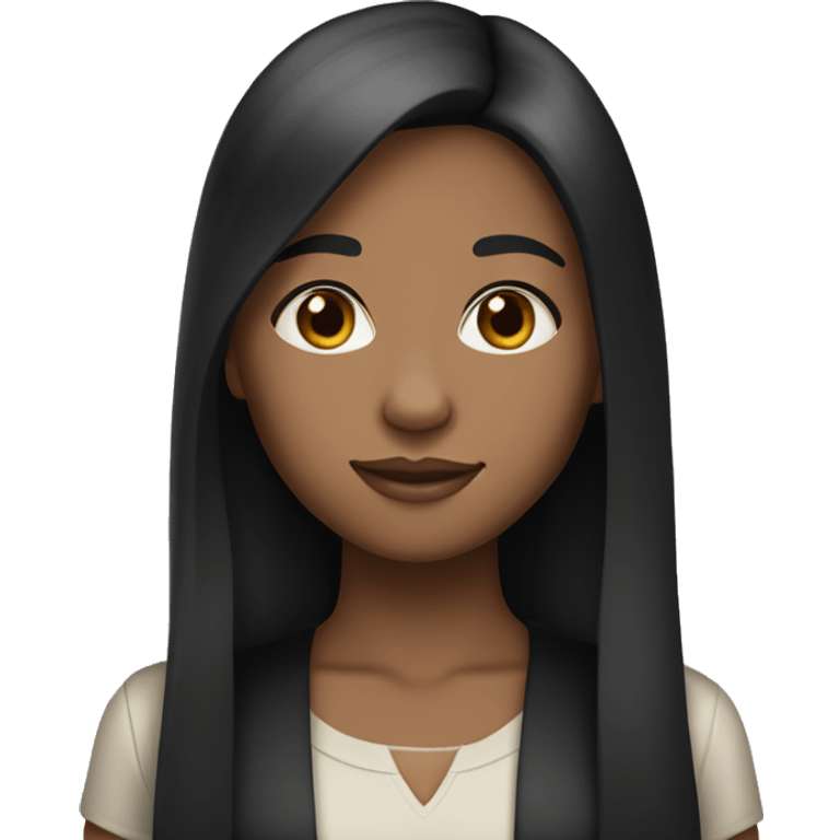 Girl with light tan skin and long straight black hair  emoji