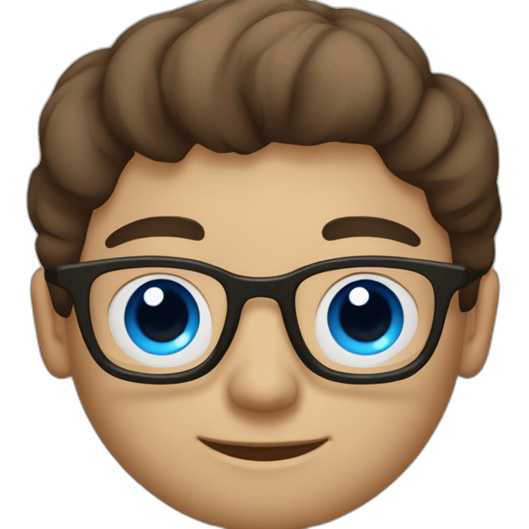 Homme brun lunette et yeux bleu emoji