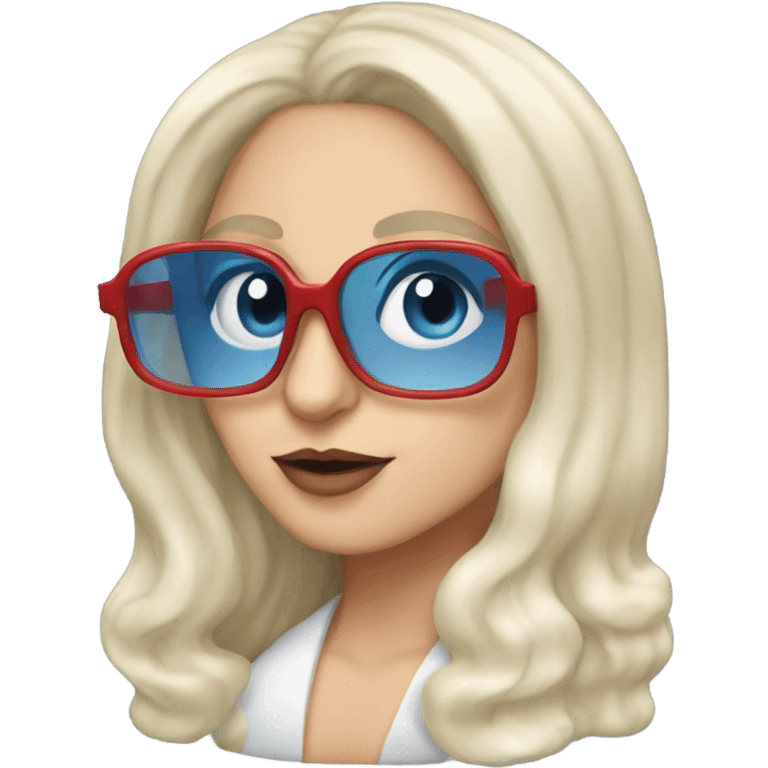 Lady Gaga with red glasses and blue eyes  emoji