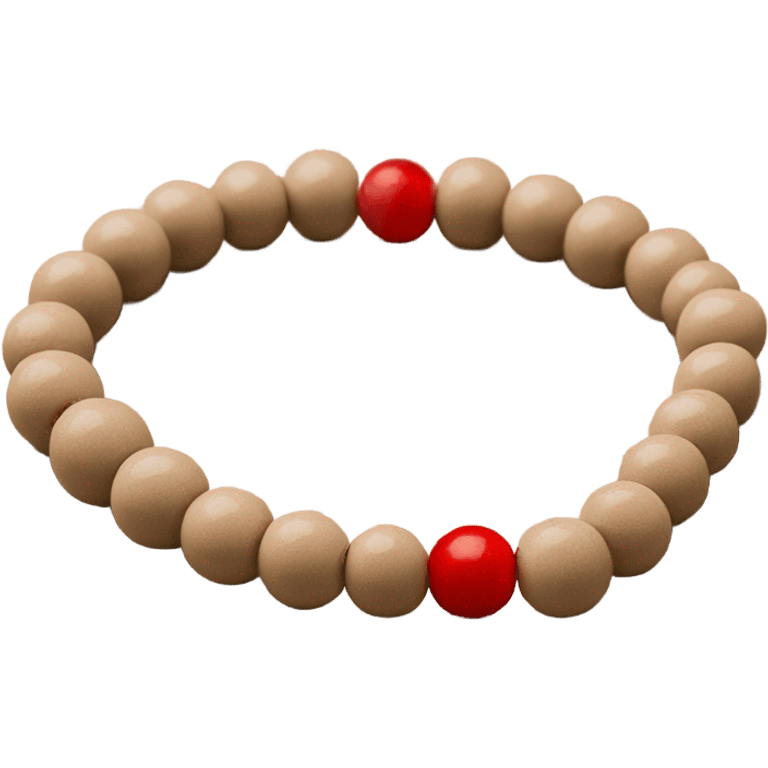 Mala beads beige bracelet with red end emoji