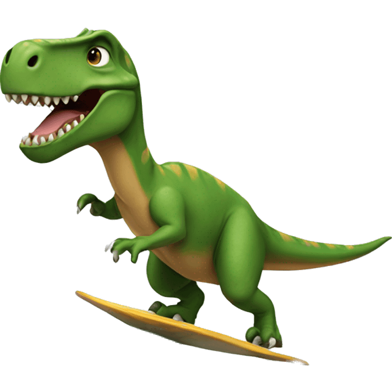 Dinosaur surfing emoji