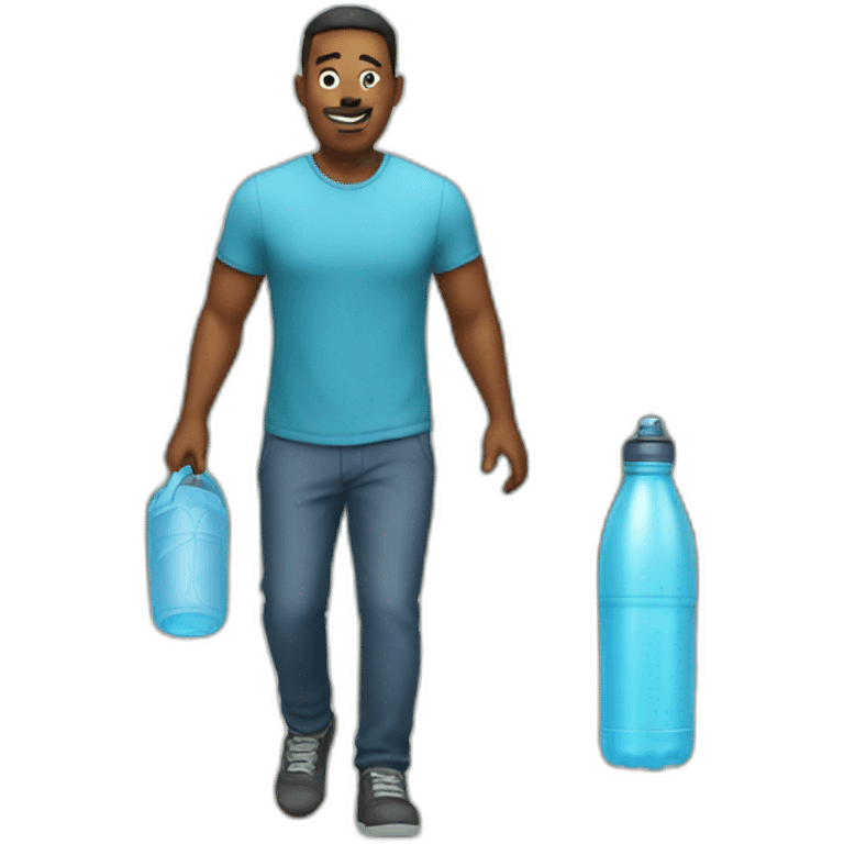 walking with massive water bottle emoji