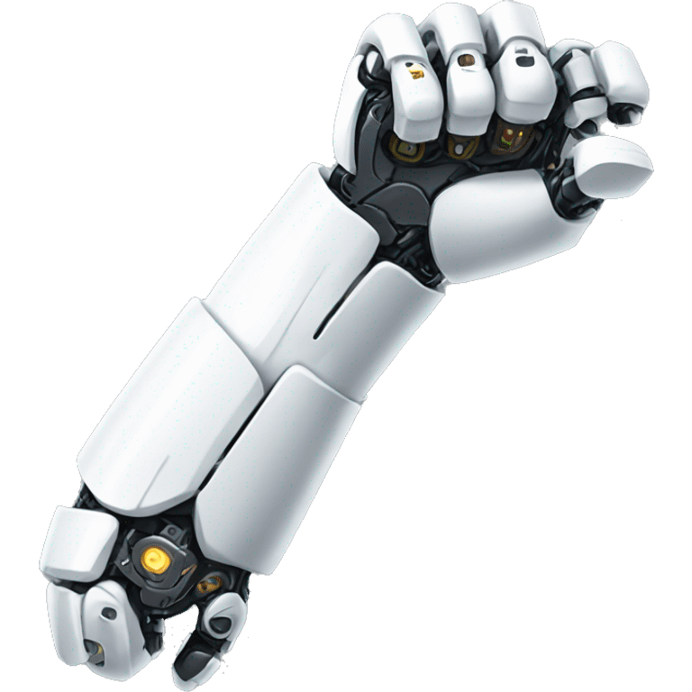 White mechanical cyborg arm and bicep emoji