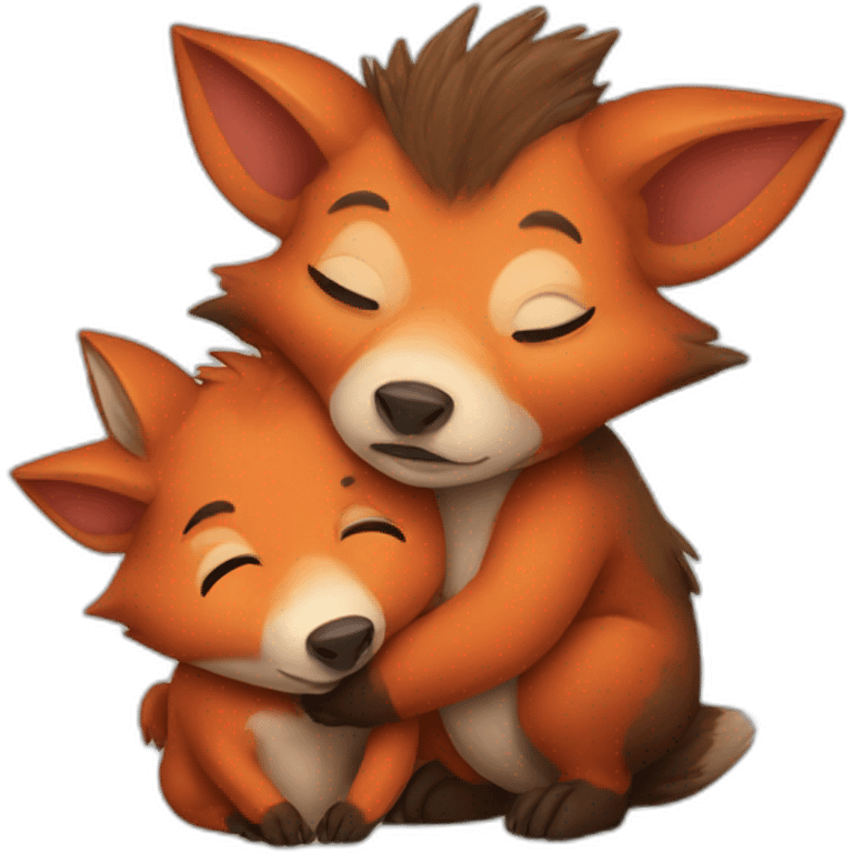 boar hugging fox emoji