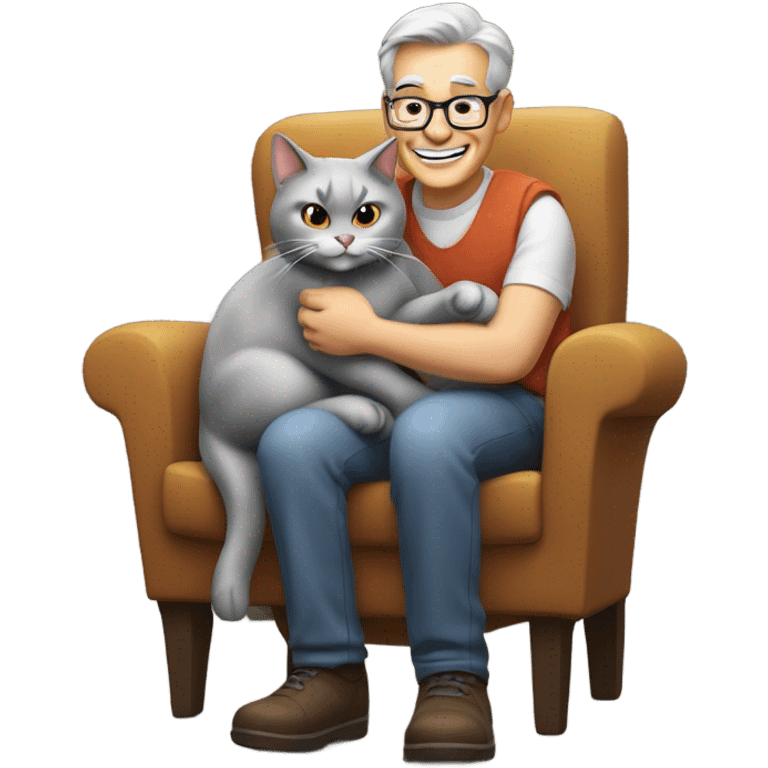 Old cat farting on a man emoji