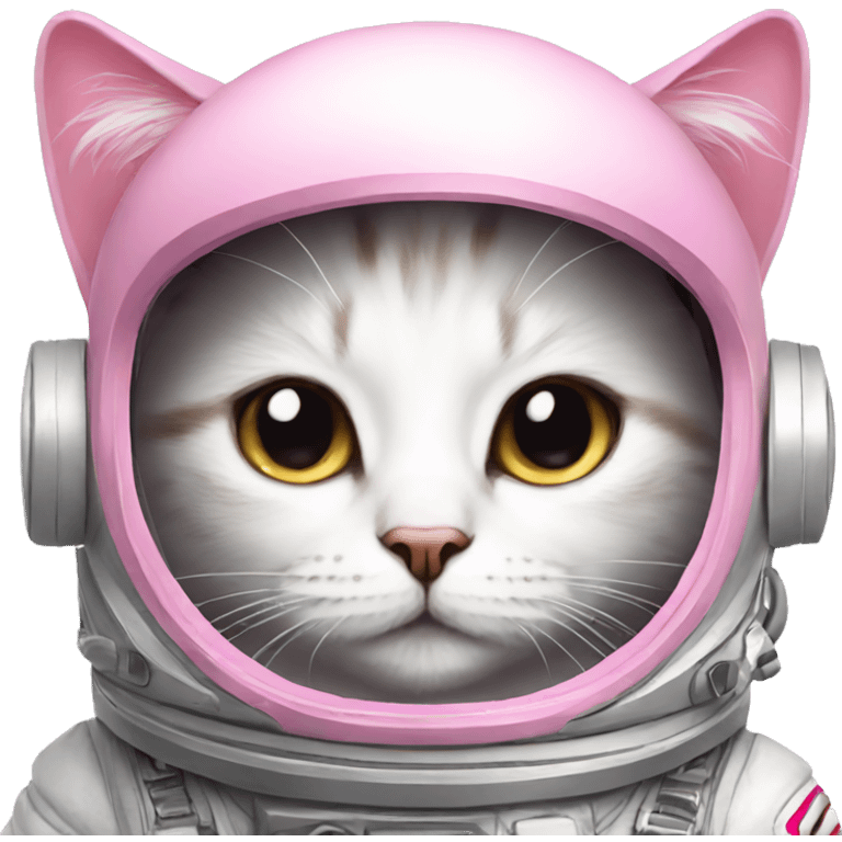 astronaut cat with a pink bow emoji