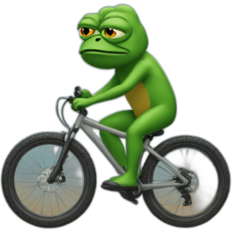 Pepe sad riding mountain bike emoji