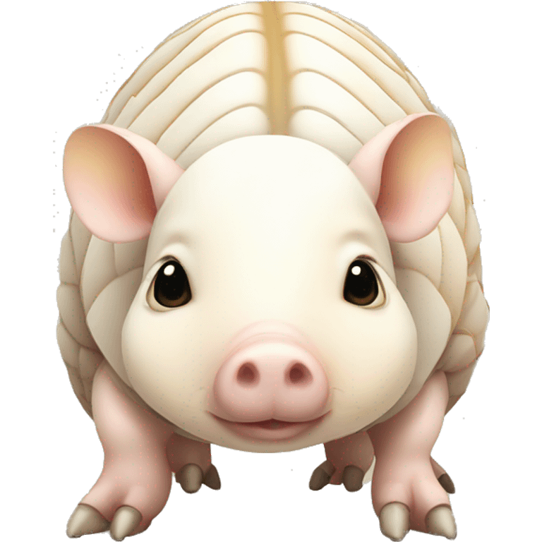 White chubby armadillo pig with yellow and black spots and cute flat face wide set eyes emoji