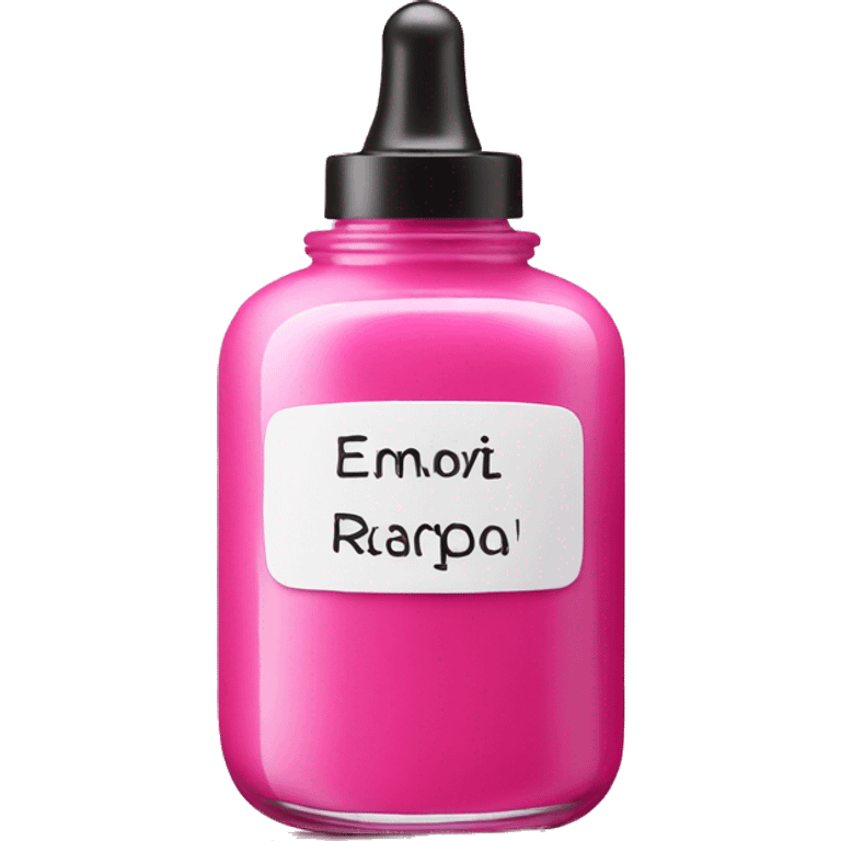 a jar of pink nail polish on a background of a beauty laboratory emoji