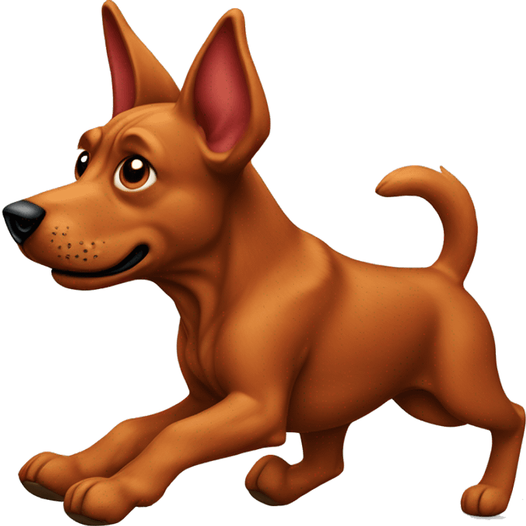 realistic solid red dog with pointed ears running emoji