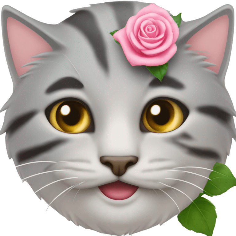 Un chat avec une rose dans l’oreil  emoji