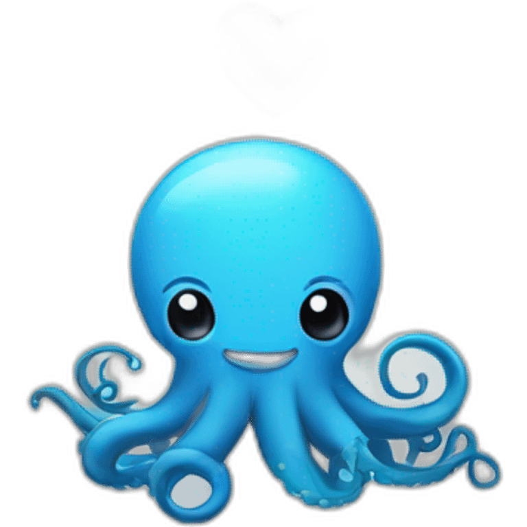 Cute blue kraken making hearts with tentacle emoji