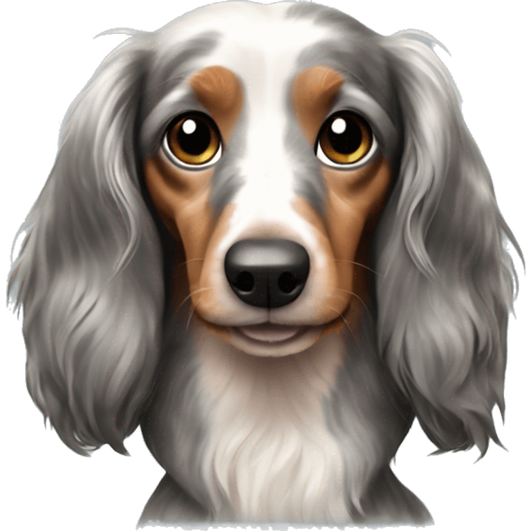 Tri merle long haired dachshund emoji