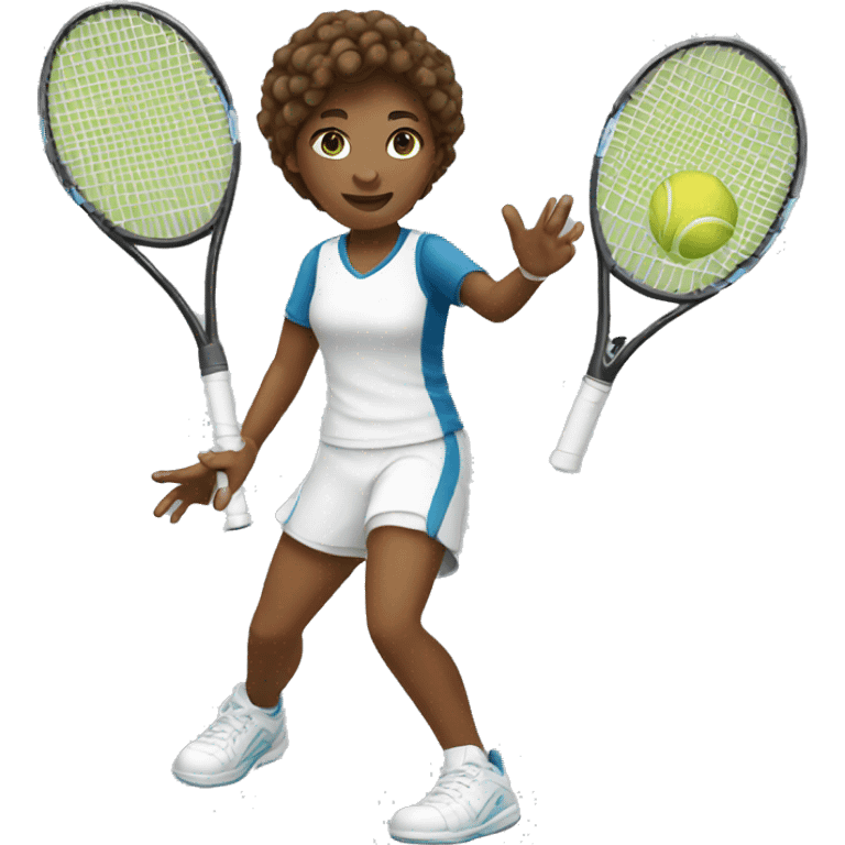 white teen with brown hair playing tennis emoji