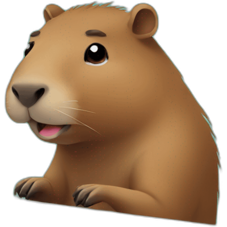 Capybara watching netflix on computer emoji