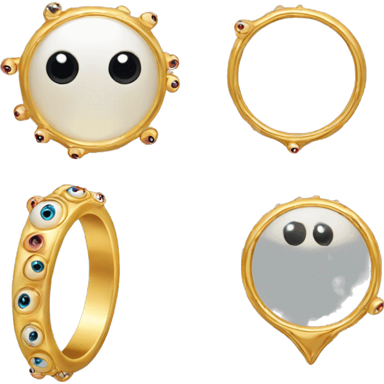 very thin gold ring studded with eyeballs emoji