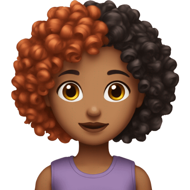 girl with curly red hair friends with brown skin girl with black curly hair emoji