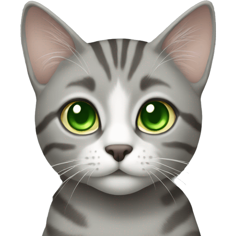 grey tabby cat with green eyes emoji