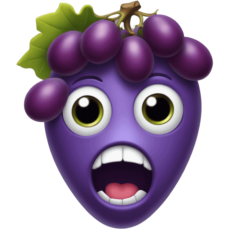 a crazy screaming grape emoji