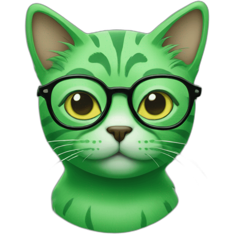 Green Cat with glasses emoji