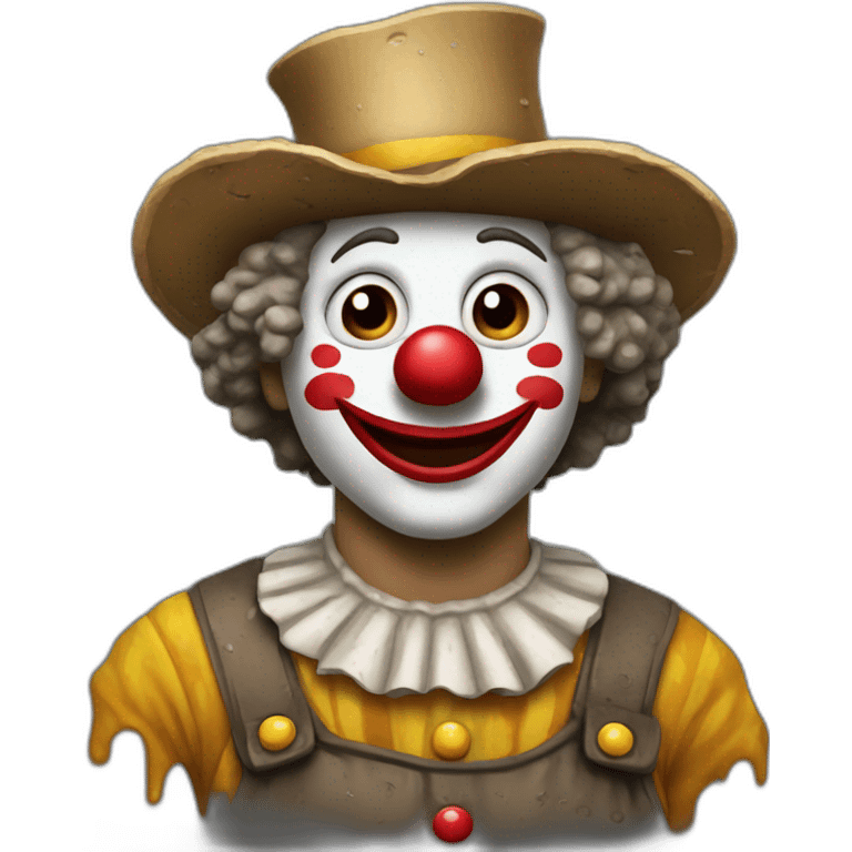 mud and dirt covered clown emoji