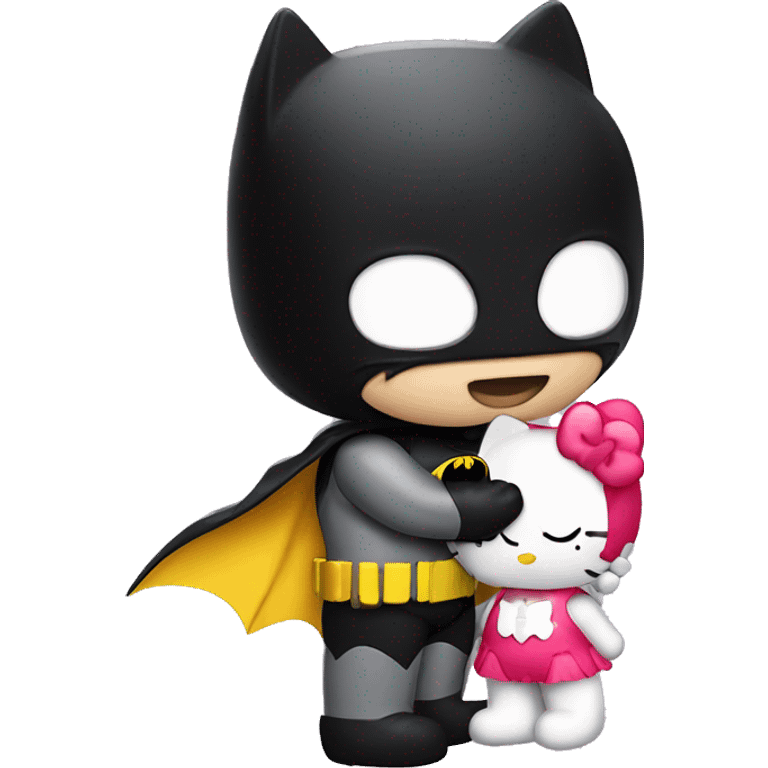 Hello kitty kissing Batman  emoji