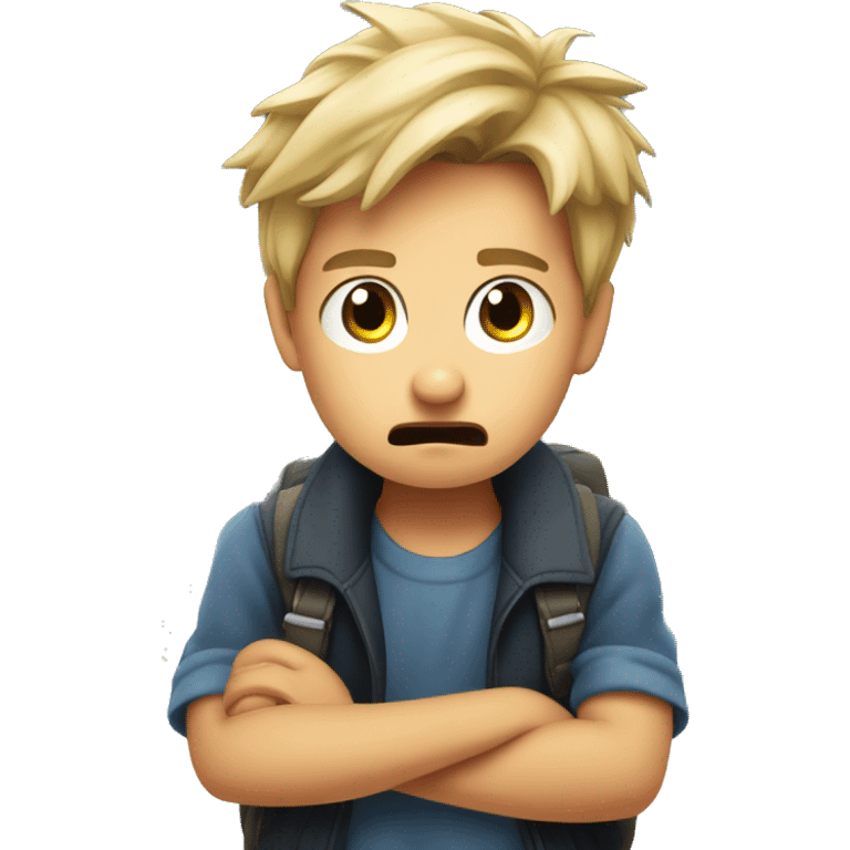 A German boy being angry at the trainstation emoji