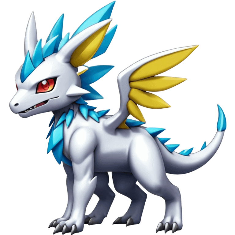 cool edgy cute shiny colorful Archeus-Kyurem-Digimon-Fakemon-animal-hybrid full body emoji