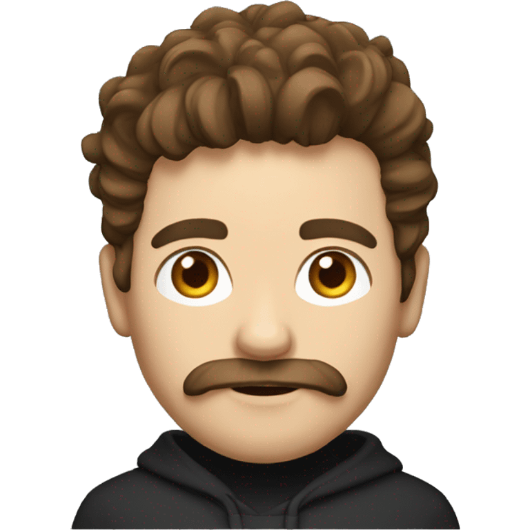 A developer with brown hair and a moustache and goatee wearing a black hoodie with "KL" written on it and is also wearing a crown slightly tilted to one side. emoji