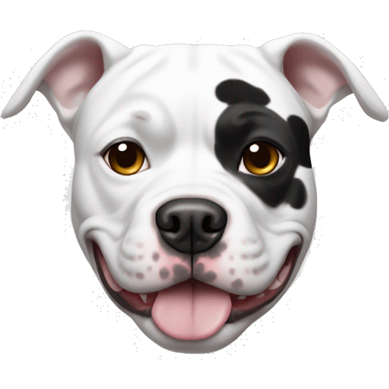 white pitbull with black spots and one black spot around the eye  emoji