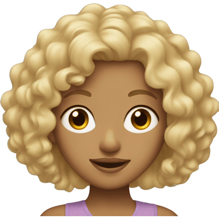 Blonde curly hair girl with tan skin emoji