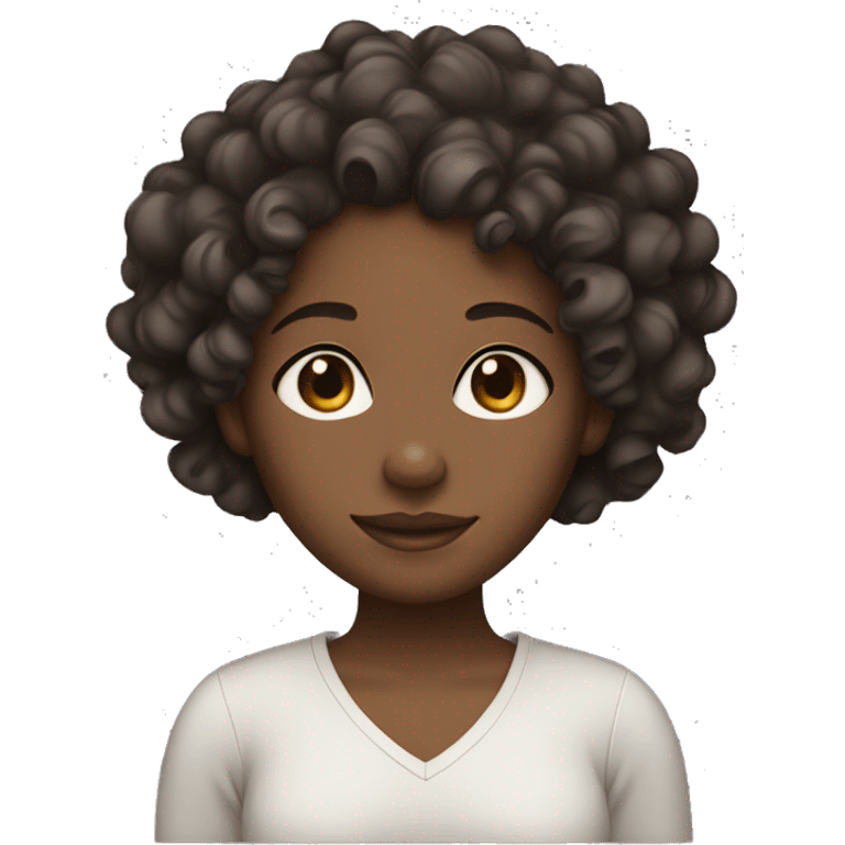 black lighter skin girl with curly hair emoji