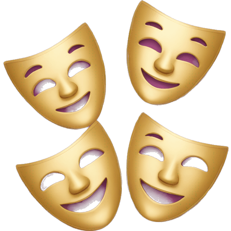 2 pink gold theatre masks smiling and sad emoji