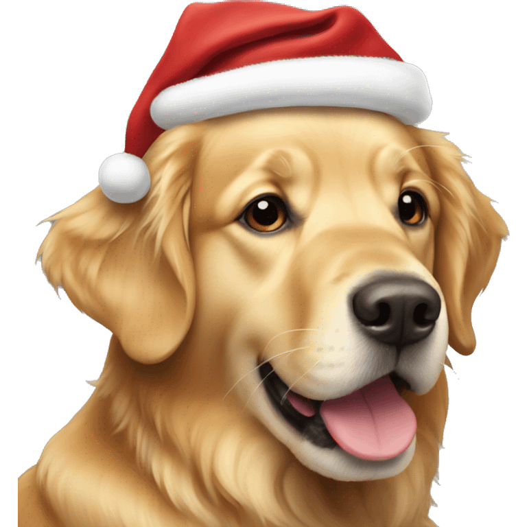 Golden retriever with a christmas hat  emoji