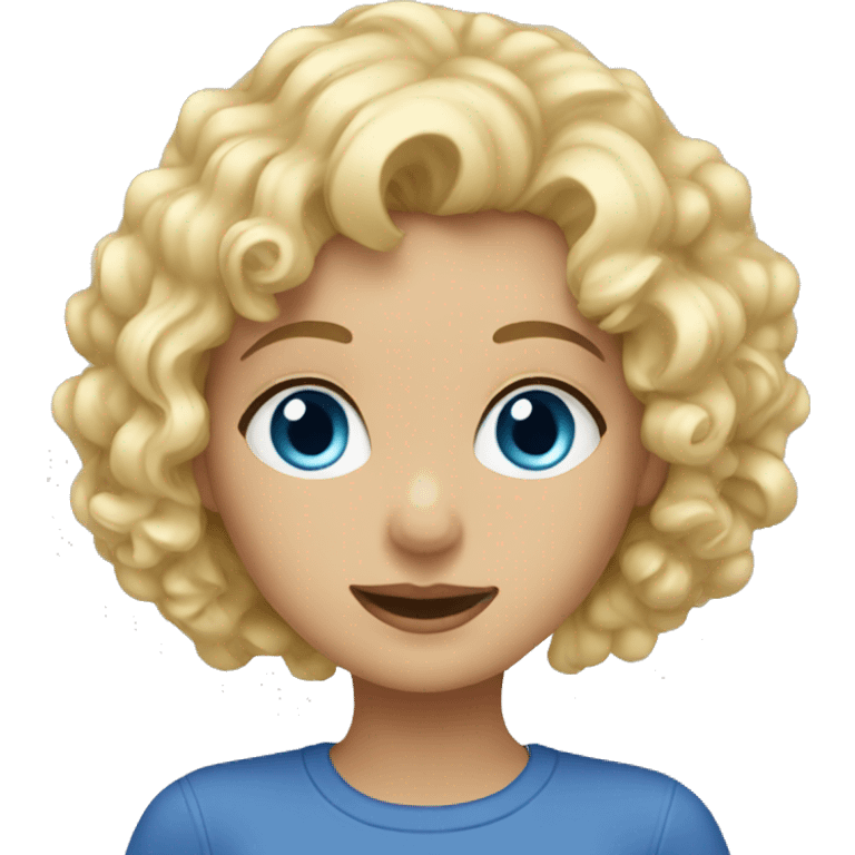 Girl, blonde, curly, blue eyes emoji