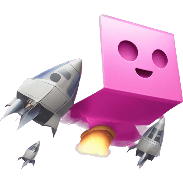 Pink cubes and rocket combine

 It's flying emoji