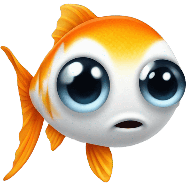 A gold fish with a tear in its eye emoji