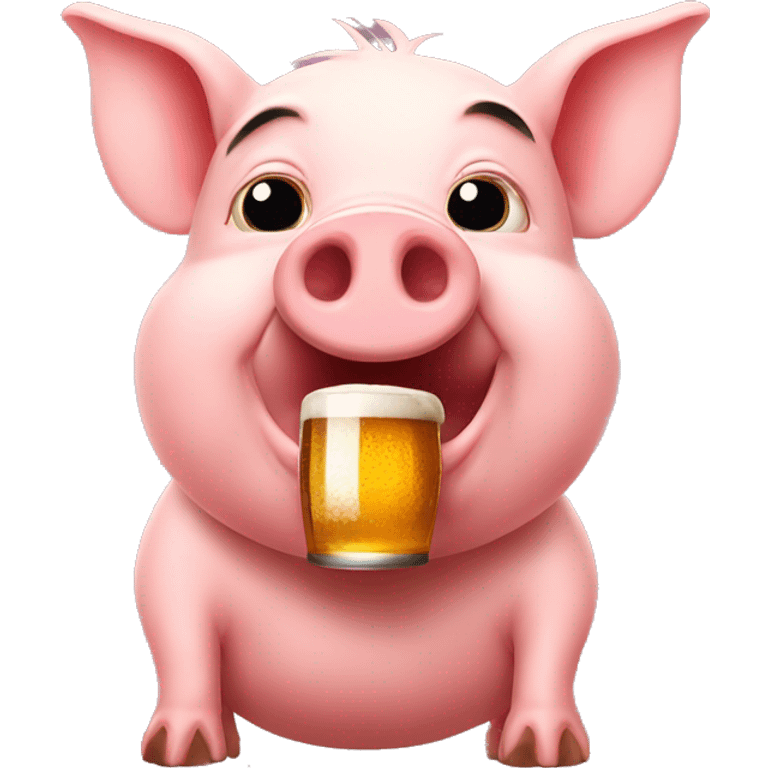 Pig with beer emoji