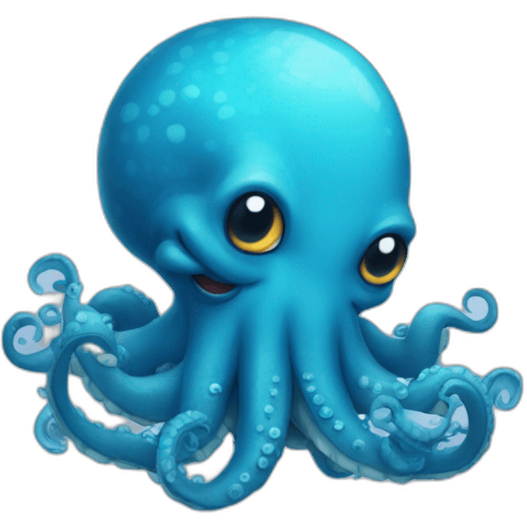 cute blue kraken love emoji