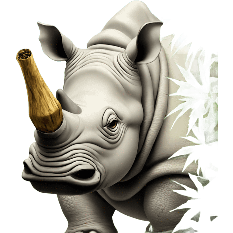 White rhino smoking hemp in bush hd emoji