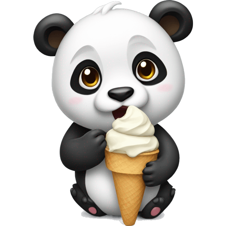 Panda eating ice cream emoji