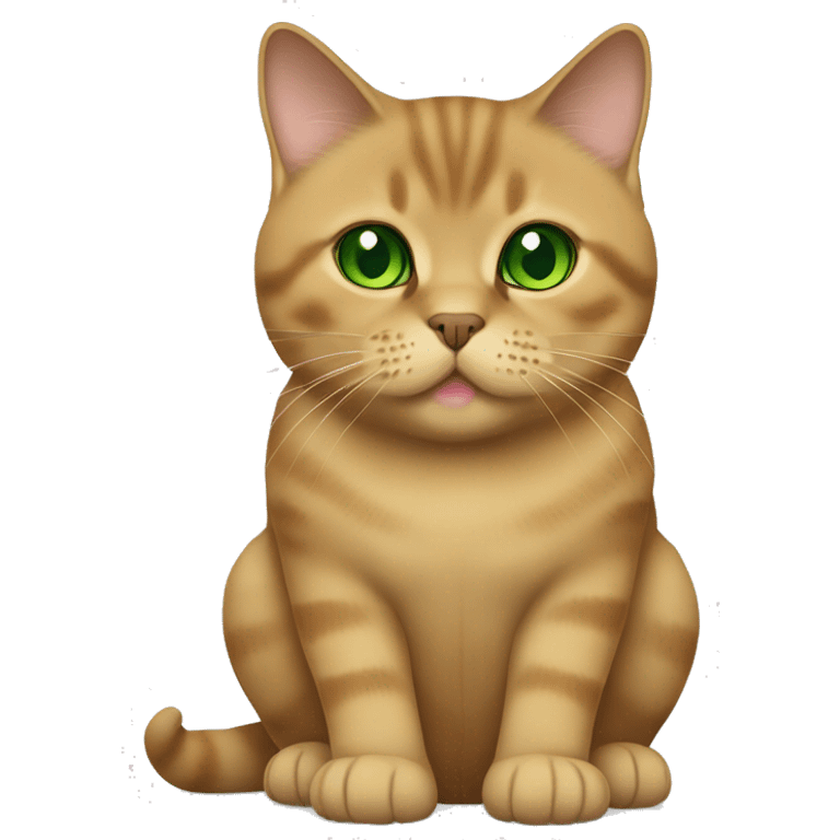 Golden brown british shorthair cat with green eyes emoji