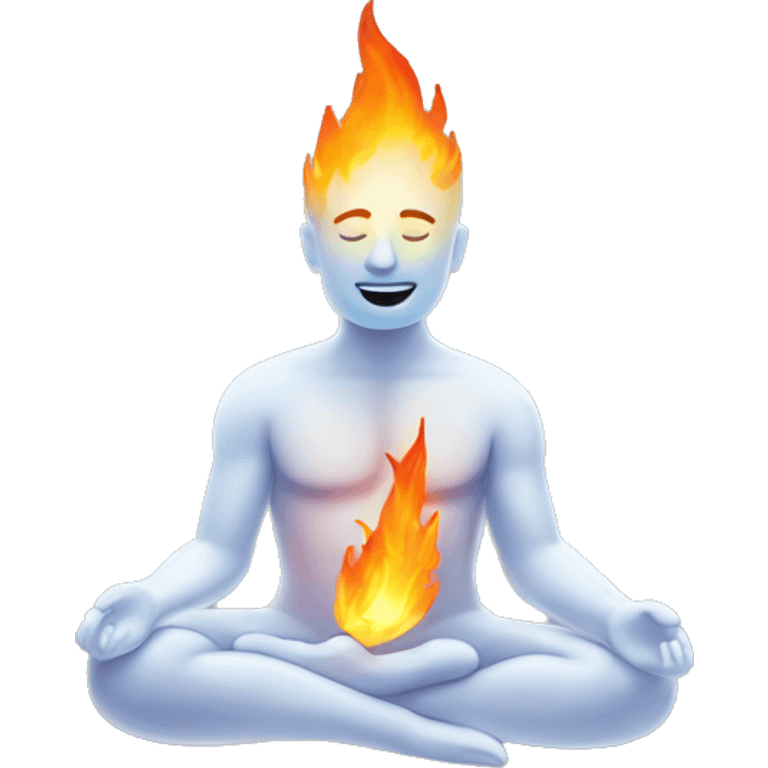 Create an emoji with a ice man meditating in fire emoji