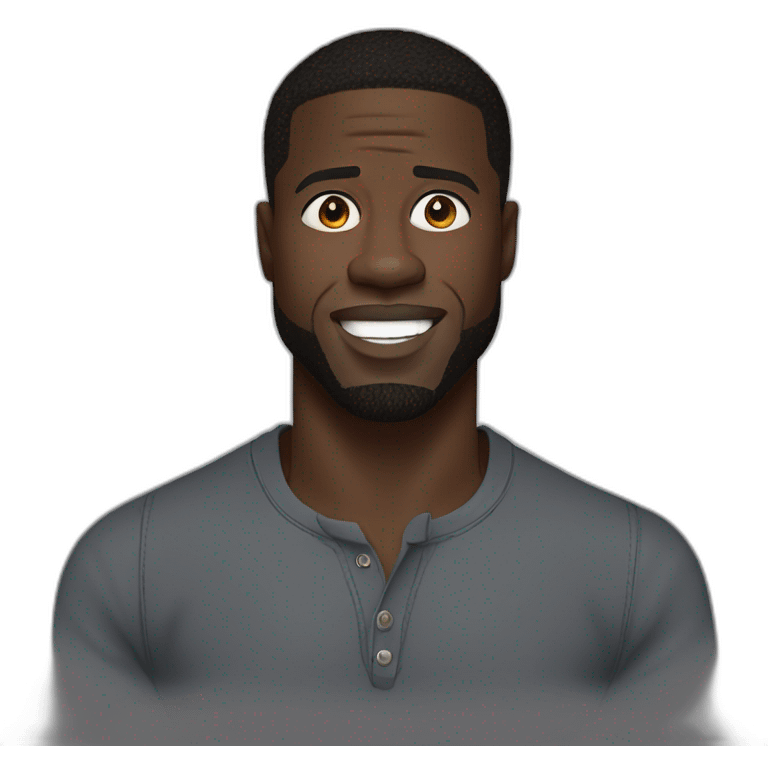 actor kevin hart cartoon wearing henley and small eyes emoji