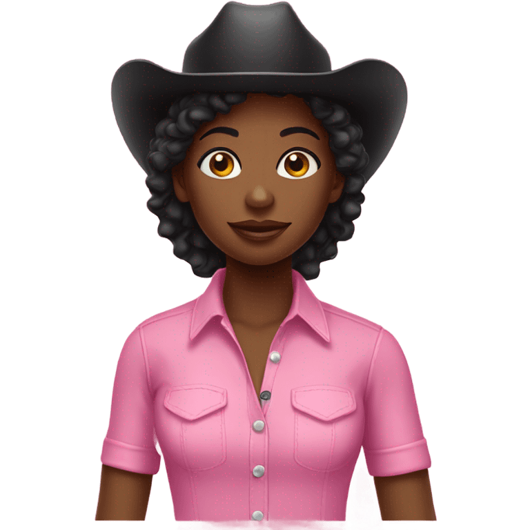 Black girl wearing a pink cowboy hat emoji