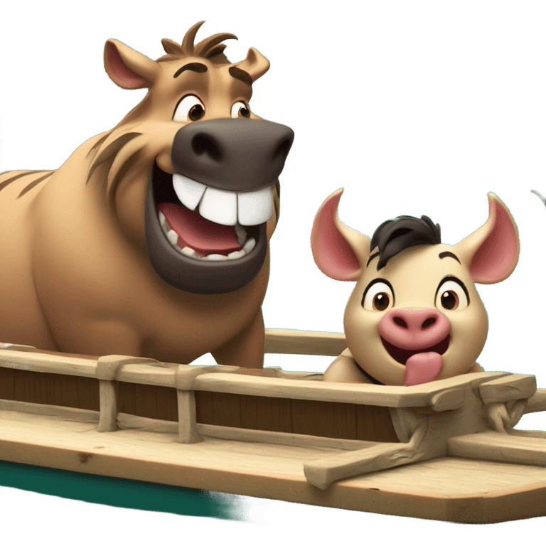 Hakuna Matata - pontoon named Pontoona Matata - pontoon with Simon and Pumba on it emoji