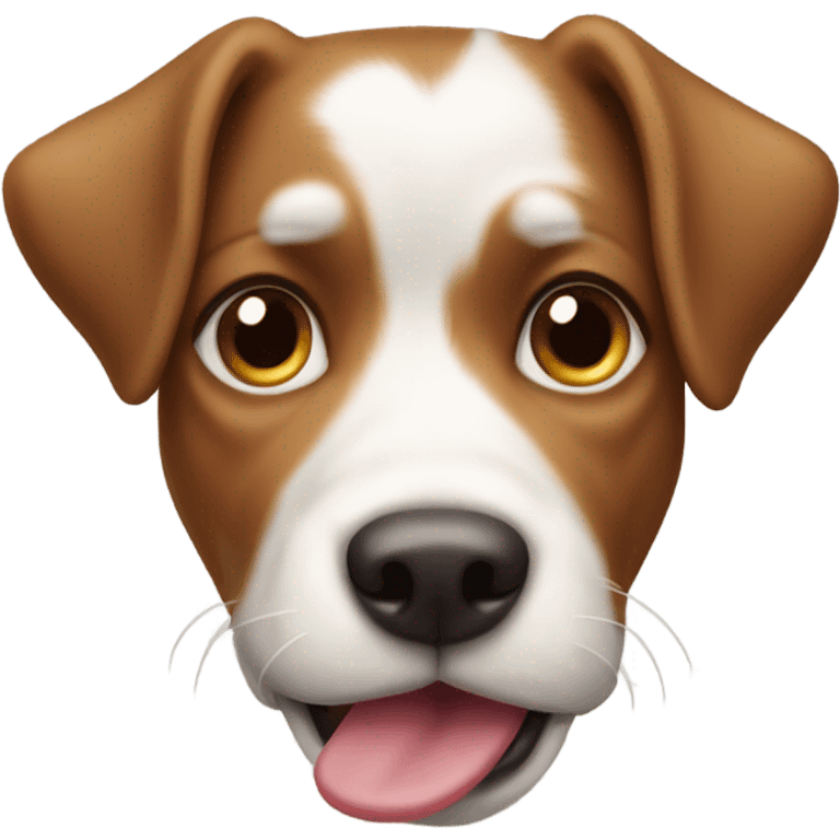 white and brown dog face tongue out emoji