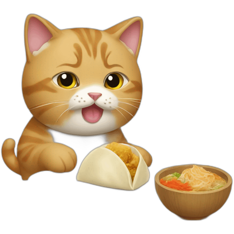 Cat eating dumpling emoji